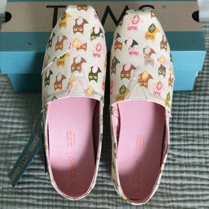 Toms Alpargata flats with owl print size 7.5